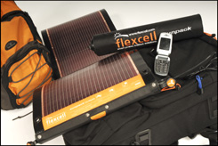 Flexcell Sunpack flexible solar panels are ideal for lightweight camping